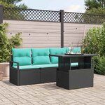 vidaXL Ensemble de canapé de jardin avec stockage 5 Pièces Noir polyrotin