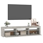 vidaXL Meuble TV avec lumières LED Gris béton 180x35x40 cm
