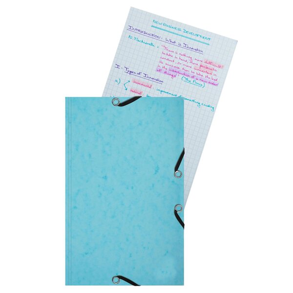 Chemise 3 Rabats À Élastiques Aquarel + 25 Fiches Bristol 125x200mm - 4 Couleurs Assorties - Couleurs Assorties - Exacompta