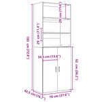 vidaXL Buffet haut gris béton 70x42 5x185 cm bois d'ingénierie