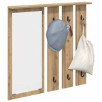 vidaXL Porte-manteau mural avec miroir chêne artisanal 84 x 10 x 80 cm