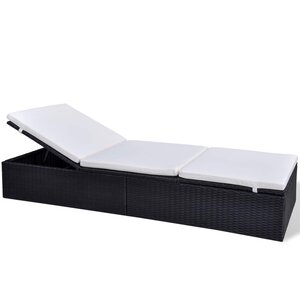 vidaXL Chaise longue Noir polyrotin