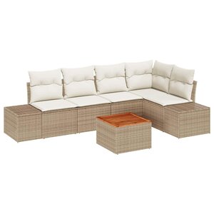 vidaXL Ensemble de canapé de jardin 6 Pièces Beige Poly rotin