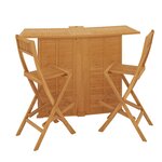 vidaXL Ensemble de bar d'extérieur 3 Pièces Bois de teck solide