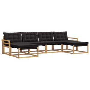 vidaXL Ensemble de canapés d'extérieur 6 pc Blanc et noir