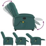 vidaXL Fauteuil inclinable de massage électrique Vert foncé Tissu