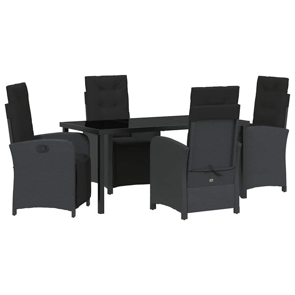 vidaXL Ensemble de salle à manger pour jardin 5 Pièces Noir polyrotin