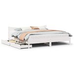 vidaXL Cadre de lit avec tiroirs blanc 200x200 cm bois massif de pin