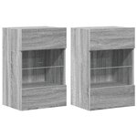vidaXL Meubles muraux avec lumières LED pour TV 2Pièces sonoma gris 40x30x60 5cm