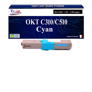 T3AZUR - Toner compatible avec Oki MC351  MC351DN  MC352DN  MC361  MC361DN Cyan