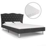 Vidaxl lit avec matelas gris foncé tissu 120x200 cm