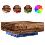 Table basse vidaXL avec lumières LED en bois ancien 80x80x31 cm