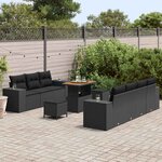 vidaXL Ensemble de canapé de jardin 10 Pièces Noir polyrotin
