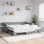 vidaXL Lit de jour avec gigogne et matelas gris clair 100x200 cm tissu