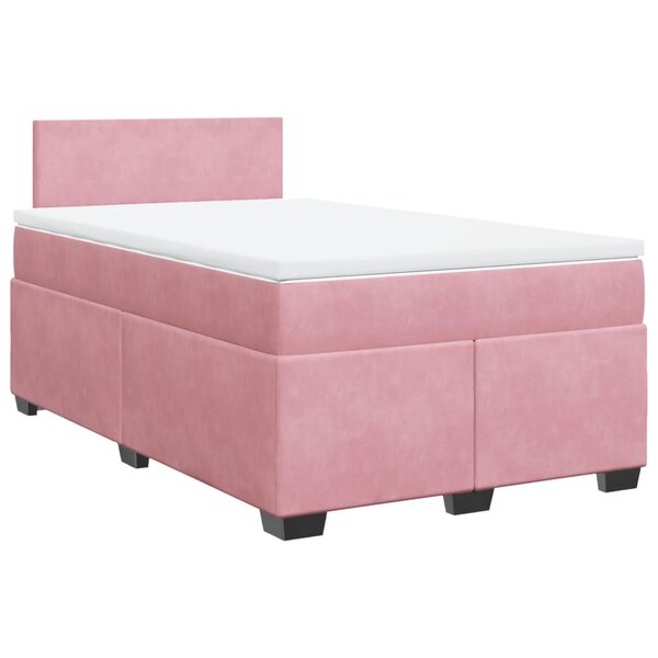 vidaXL Sommier à lattes de lit avec matelas Rose 120x200 cm Velours