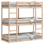vidaXL Lit superposé triple sans matelas 90x190 cm bois de pin massif