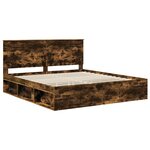 vidaXL Cadre de lit Chêne fumé 180 x 200 cm Bois de pin massif