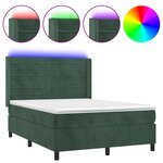 vidaXL Sommier à lattes de lit matelas et LED Vert foncé 140x200 cm