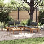 vidaXL Ensemble de banc de jardin avec coussin 3 Pièces Brun  Gris
