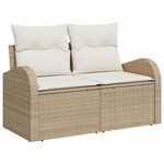 vidaXL Ensemble de Canapés avec coussin 7 Pièces Beige et blanc polyrotin