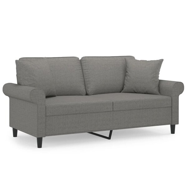 vidaXL Canapé 2 places et oreillers et coussins Gris foncé 140cm Tissu