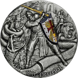 Pièce de monnaie en Argent 5 Dollars g 62.2 (2 oz) Millésime 2023 Camelot SIR PERCEVAL