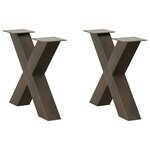 vidaXL Pieds de table basse en forme de X  2 pièces  acier naturel  50 x (42-43) cm