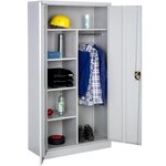 Tectake lot de 6 vestiaires métallique comprenant 6 casiers et 1 penderie intégrée 180x90x40cm - gris