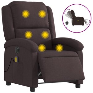 vidaXL Fauteuil de massage inclinable électrique Marron foncé Tissu
