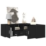 vidaXL Armoire d'angle noir 200x40x45 cm bois d’ingénierie