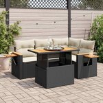 vidaXL Salon de jardin 5 Pièces avec coussins noir résine tressée acacia