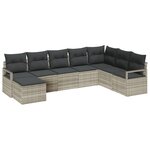 Ensemble de canapé de jardin 7 pièces vidaXL avec coussins en poly rattan gris clair