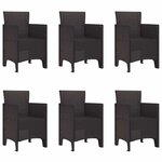 vidaXL Ensemble de salle à manger pour jardin 7 Pièces Marron Rattan Polt