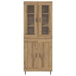 vidaXL Haut Armoire 2 Pièces Chêne artisanal Bois Aggloméré et Verre