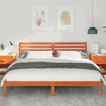 vidaXL Cadre de lit avec tête de lit Brun cire 200 x 200 cm Pin massif