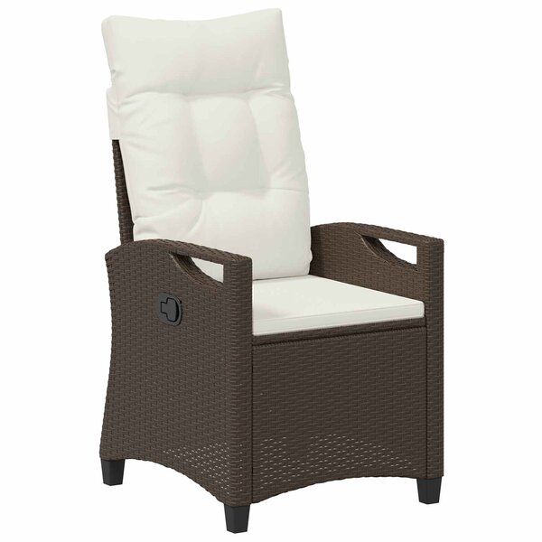 vidaXL Chaise de jardin inclinable Marron et Crème 56 x 60 x 112 cm