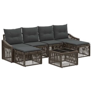 vidaXL Ensemble de canapé de jardin 7 pc Gris polyrotin