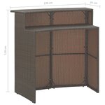 vidaXL Meubles de bar de jardin 3Pièces et coussins Résine tressée Marron