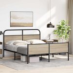 vidaXL Cadre de lit en métal sans matelas chêne fumé 160x200 cm
