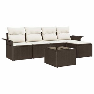 vidaXL Ensemble de canapé de jardin 6 Pièces Marron Poly rotin