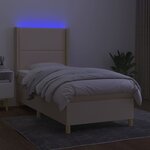 vidaXL Sommier à lattes de lit matelas et LED Crème 90x190 cm Tissu