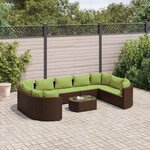 vidaXL Salon de jardin 10 Pièces avec coussins marron résine tressée