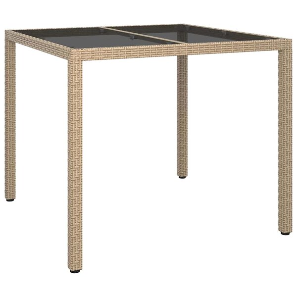 vidaXL Table de jardin pour repas Beige 90 x 90 x 75 cm Poly rotin