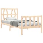 vidaXL Cadre de lit avec tête de lit 90x200 cm bois massif