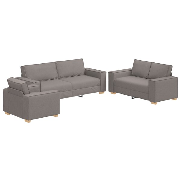 Ensemble de canapés 3 pièces avec coussins en tissu taupe