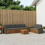 vidaXL Ensemble de canapés d'extérieur 7 Pièces Naturel et Anthracite