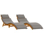vidaXL Transat 2 pc Bois d'Acacia Massif Gris