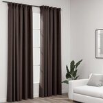 vidaXL Rideaux occultants aspect lin et crochets 2 Pièces Taupe 140x225cm