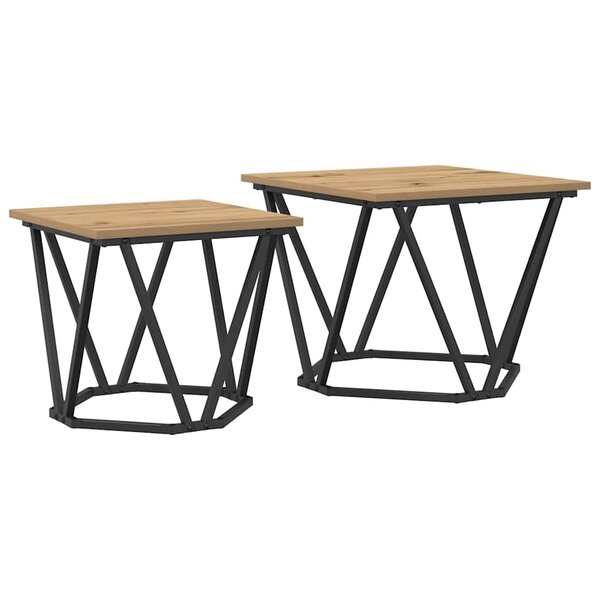 vidaXL Ensemble de tables d'appoint 2 pc Chêne artisanal