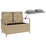 VidaXL Banc de rangement de jardin avec coussin beige résine tressée
